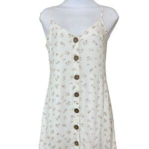 BillaBong Sweet For Ya in Salt Crystal Slip Dress Decorative Buttons Small